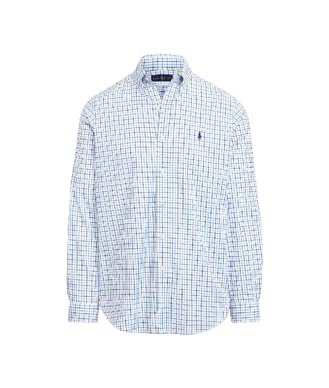 Classic Fit Checked Performance Shirt - Blue