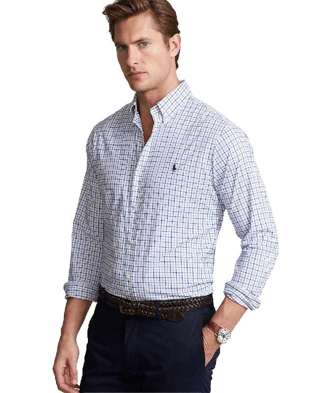 Classic Fit Checked Performance Shirt - Blue