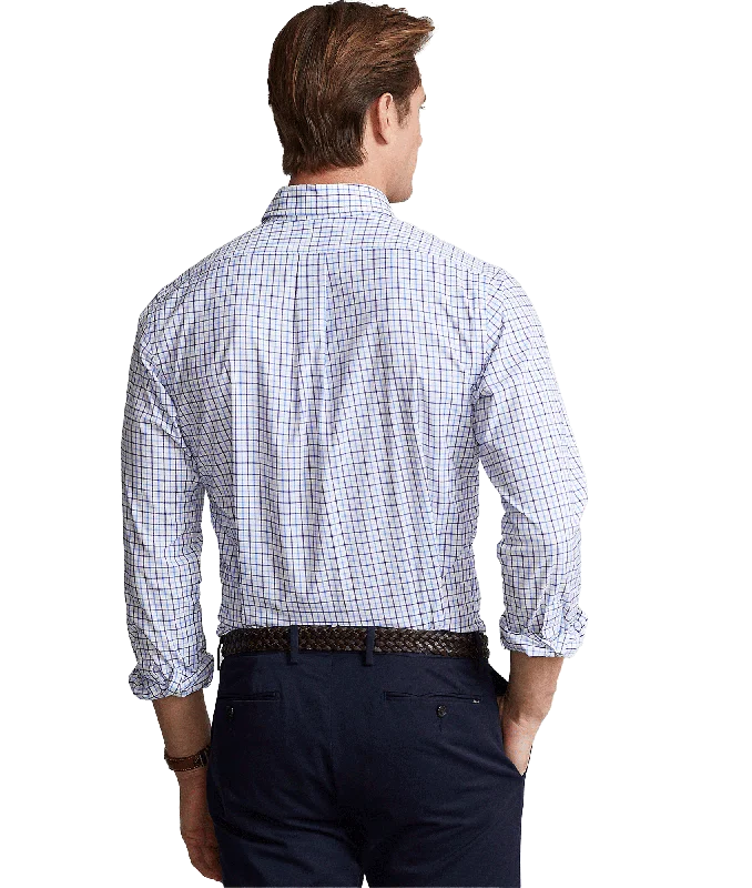 Classic Fit Checked Performance Shirt - Blue