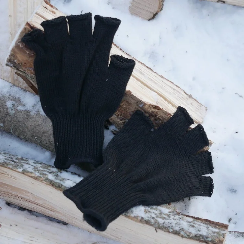 Black Wool Fingerless Gloves