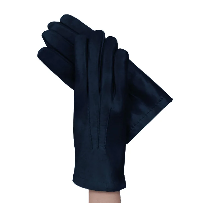 Men's Navy Blue Italian kidskin leather gloves lined in cashmere.