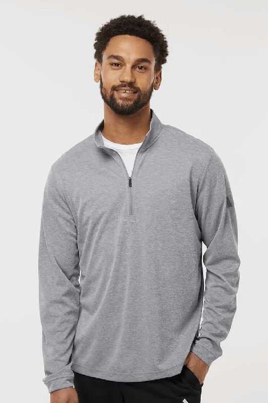 Adidas Mens UPF 50+ 1/4 Zip Sweatshirt - Grey Melange - NEW