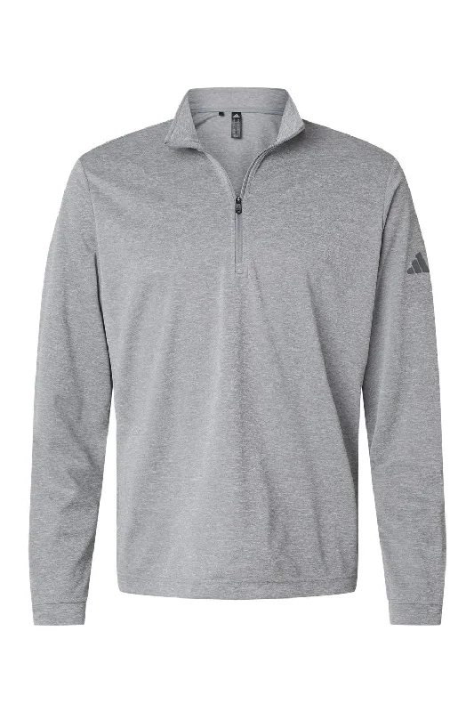 Adidas Mens UPF 50+ 1/4 Zip Sweatshirt - Grey Melange - NEW