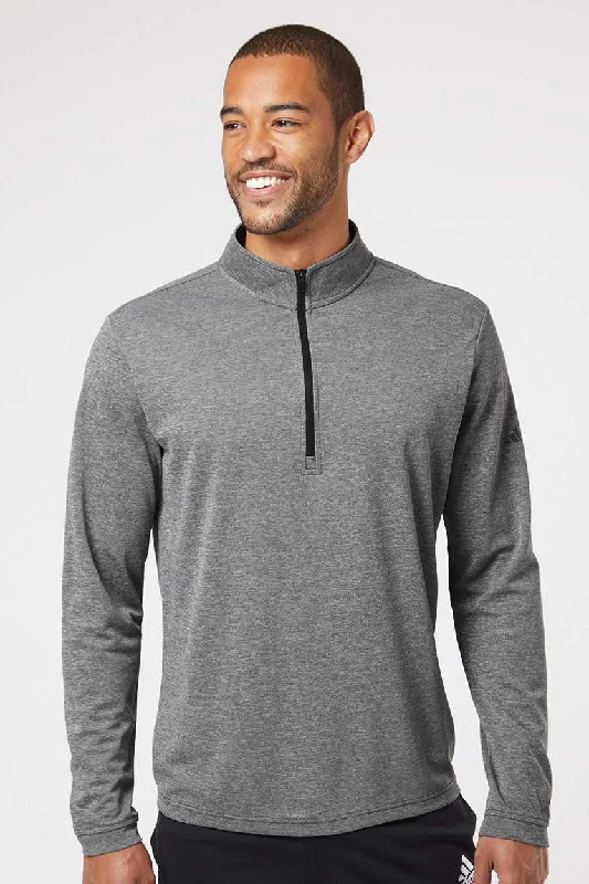 Adidas Mens UPF 50+ 1/4 Zip Sweatshirt - Heather Black - NEW