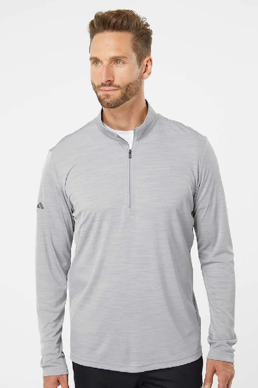 Adidas Mens Moisture Wicking 1/4 Zip Sweatshirt - Mid Grey Melange - NEW