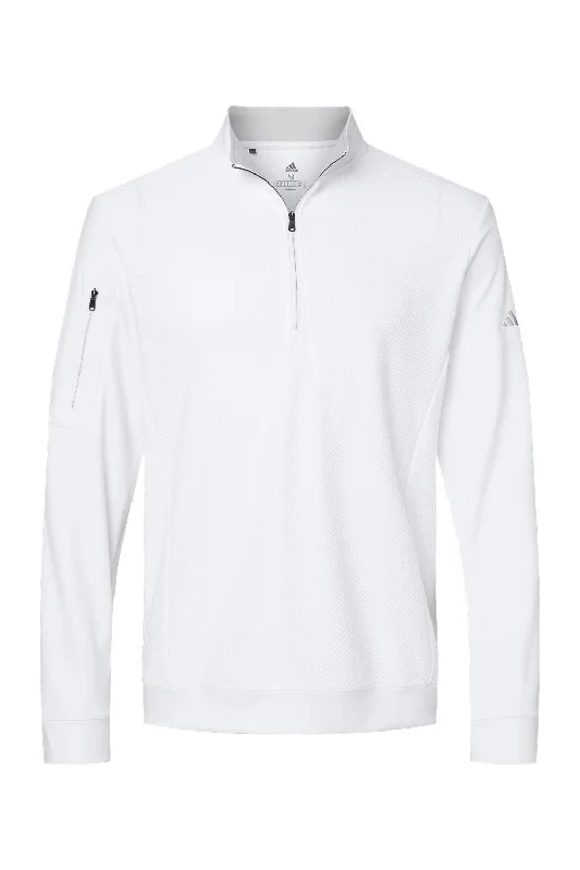 Adidas Mens Performance UPF 50+ 1/4 Zip Sweatshirt - White - NEW