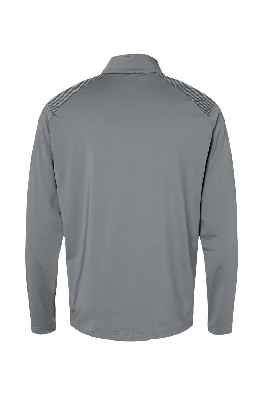 Adidas Mens Shoulder Stripe Moisture Wicking 1/4 Zip Sweatshirt - Grey - NEW