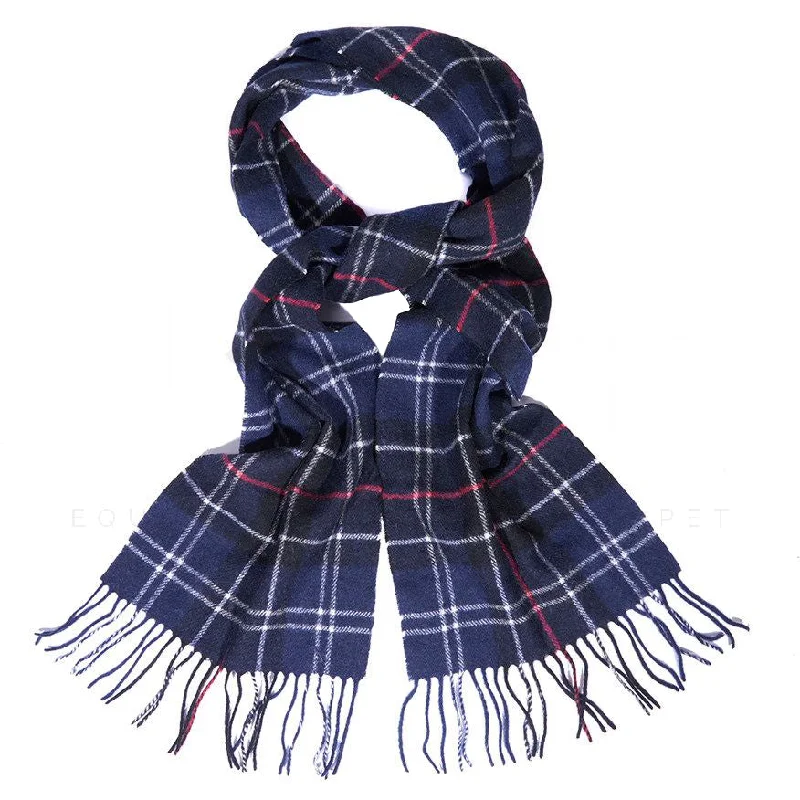 Barbour Lambswool Tartan Scarf in Navy/Red