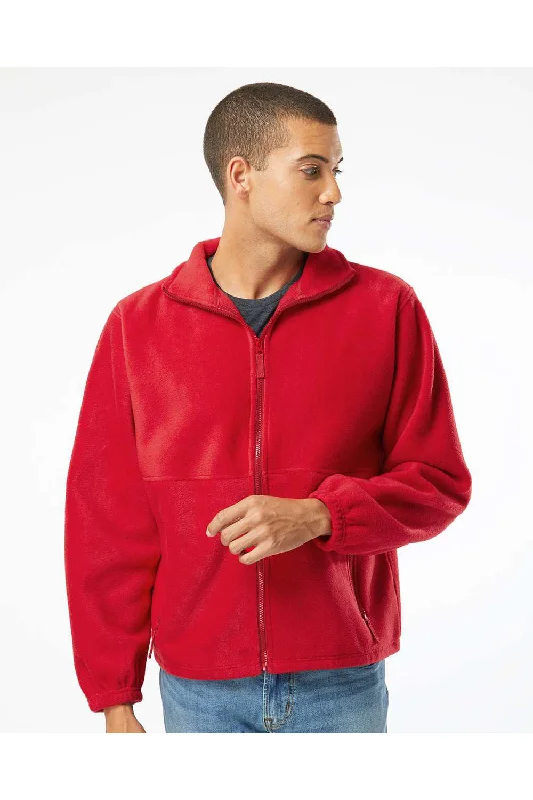 Burnside Mens Polar Fleece Full Zip Sweatshirt - Red - NEW