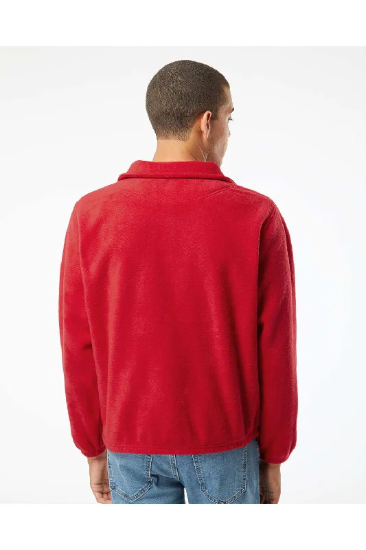 Burnside Mens Polar Fleece Full Zip Sweatshirt - Red - NEW