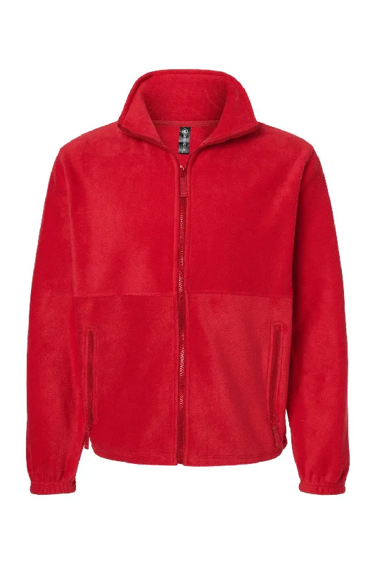 Burnside Mens Polar Fleece Full Zip Sweatshirt - Red - NEW