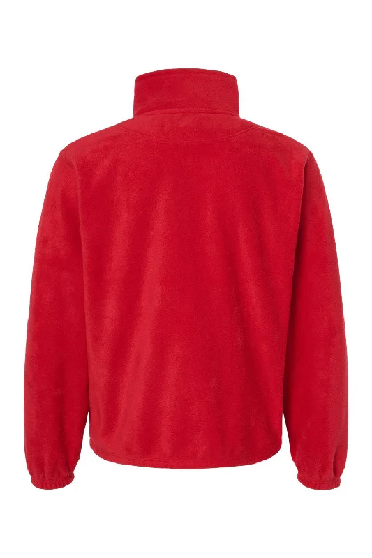 Burnside Mens Polar Fleece Full Zip Sweatshirt - Red - NEW