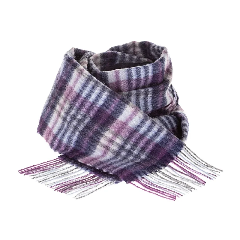 Edinburgh 100% Lambswool Scarf  Cluster Gingham Linen/Denim