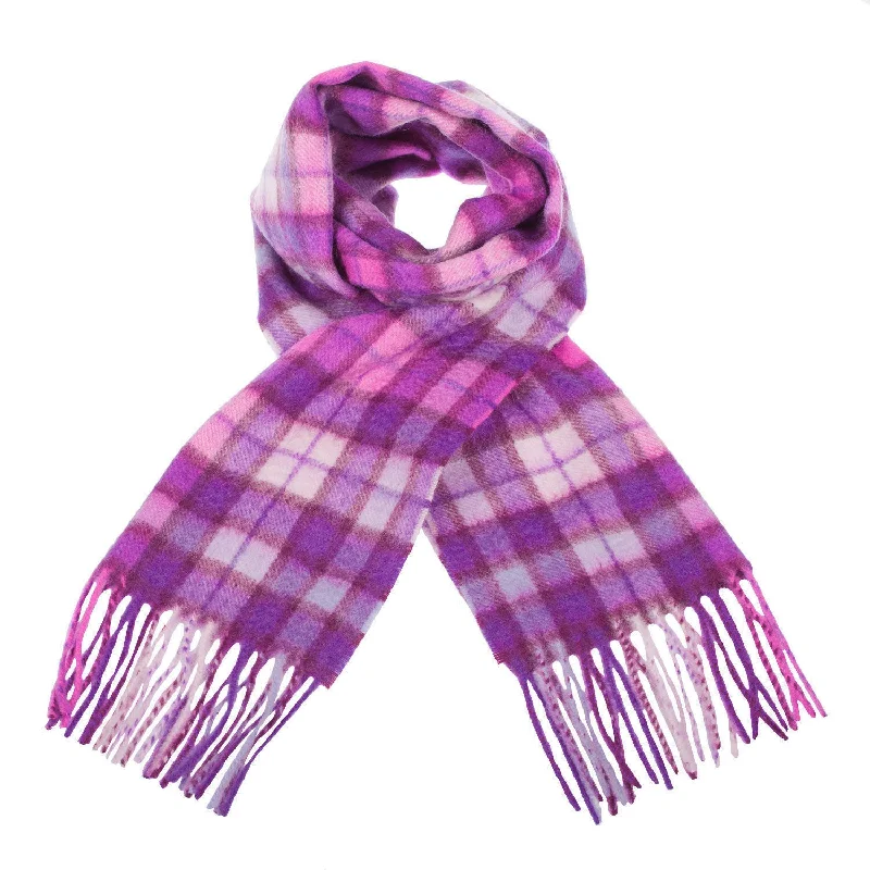 Edinburgh Cashmere Scarf  Winter Check - Purple/Pink