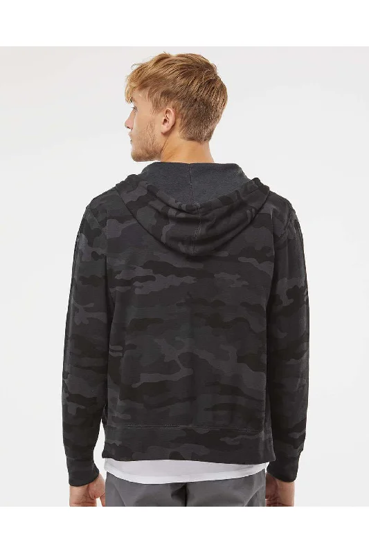 Independent Trading Co. Mens Full Zip Hooded Sweatshirt Hoodie - Black Camo - NEW