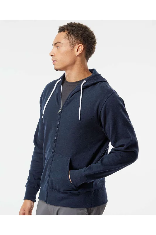 Independent Trading Co. Mens Full Zip Hooded Sweatshirt Hoodie - Classic Navy Blue - NEW