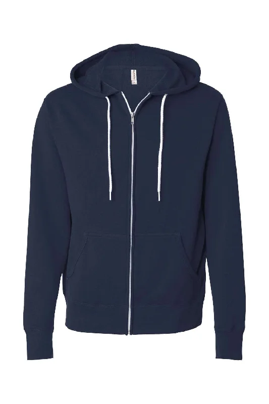 Independent Trading Co. Mens Full Zip Hooded Sweatshirt Hoodie - Classic Navy Blue - NEW