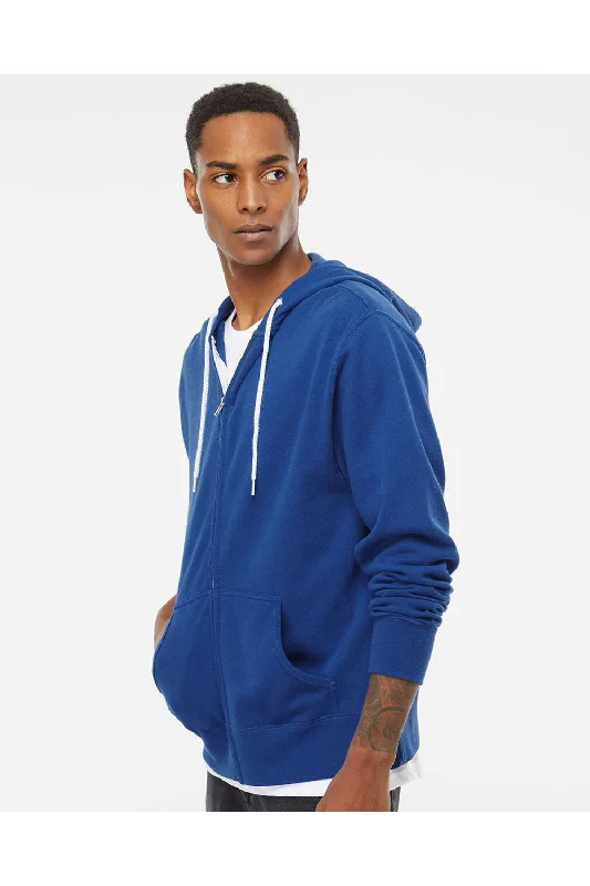 Independent Trading Co. Mens Full Zip Hooded Sweatshirt Hoodie - Cobalt Blue - NEW