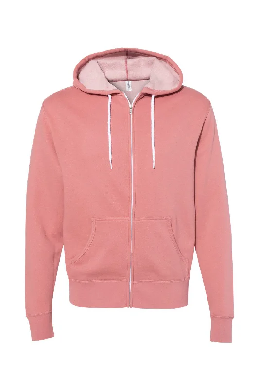 Independent Trading Co. Mens Full Zip Hooded Sweatshirt Hoodie - Dusty Rose Pink - NEW