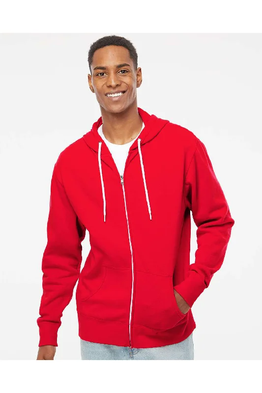 Independent Trading Co. Mens Full Zip Hooded Sweatshirt Hoodie - Red - NEW