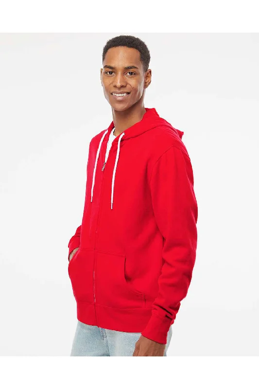 Independent Trading Co. Mens Full Zip Hooded Sweatshirt Hoodie - Red - NEW