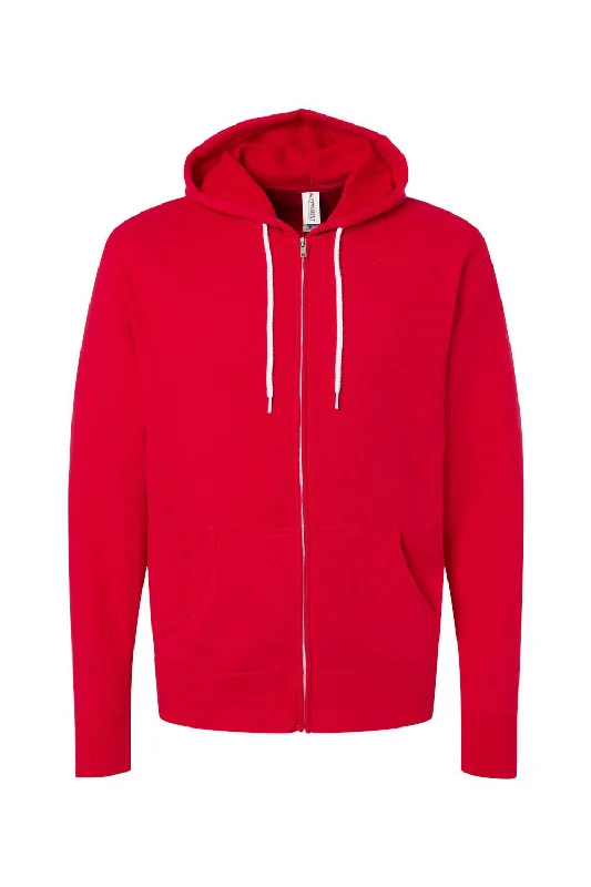 Independent Trading Co. Mens Full Zip Hooded Sweatshirt Hoodie - Red - NEW