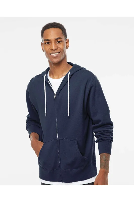 Independent Trading Co. Mens Full Zip Hooded Sweatshirt Hoodie - Slate Blue - NEW