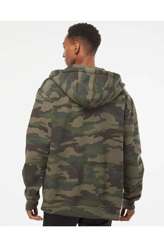 Independent Trading Co. Mens Full Zip Hooded Sweatshirt Hoodie - Forest Green Camo - NEW