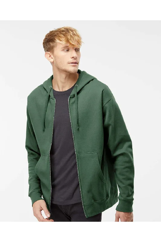 Independent Trading Co. Mens Full Zip Hooded Sweatshirt Hoodie - Alpine Green - NEW