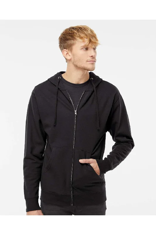 Independent Trading Co. Mens Full Zip Hooded Sweatshirt Hoodie - Black - NEW