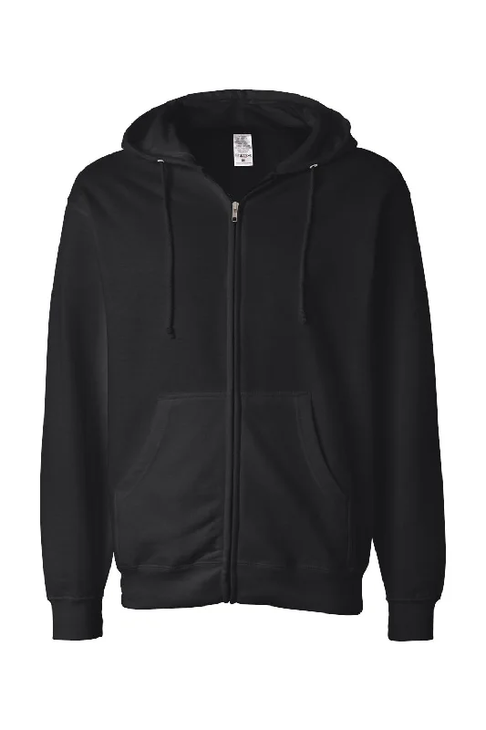 Independent Trading Co. Mens Full Zip Hooded Sweatshirt Hoodie - Black - NEW