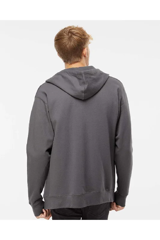 Independent Trading Co. Mens Full Zip Hooded Sweatshirt Hoodie - Charcoal Grey - NEW