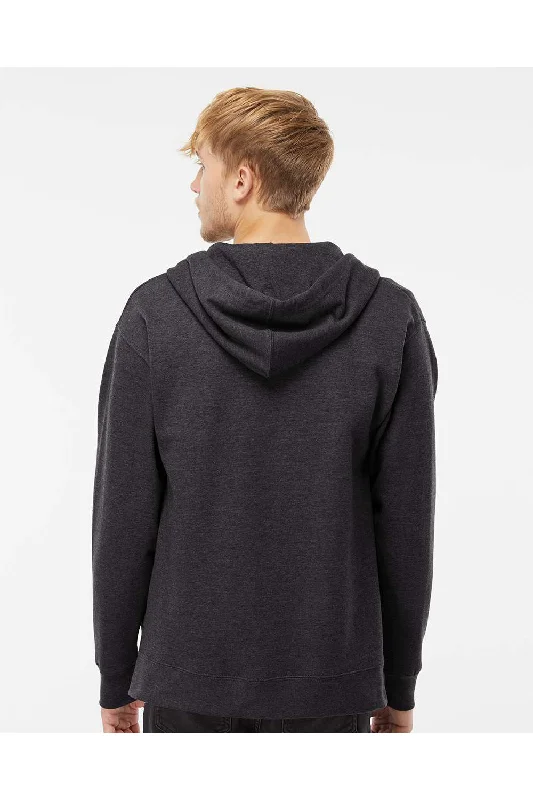 Independent Trading Co. Mens Full Zip Hooded Sweatshirt Hoodie - Heather Charcoal Grey - NEW