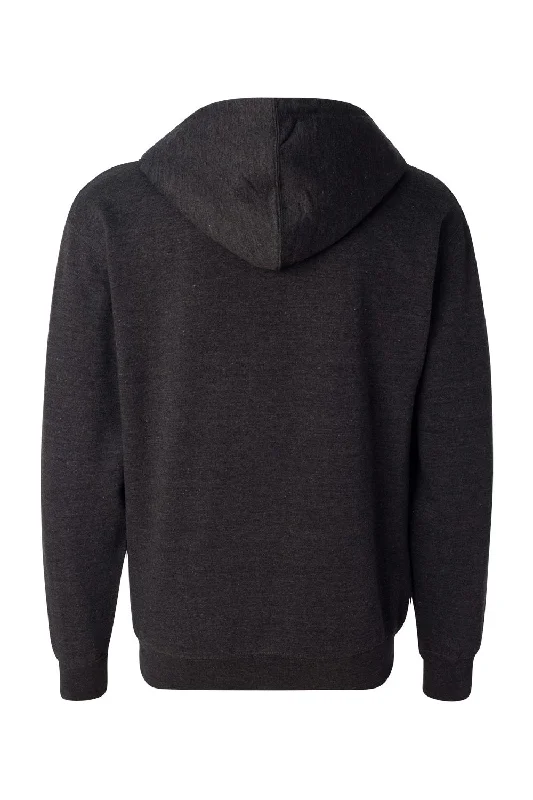 Independent Trading Co. Mens Full Zip Hooded Sweatshirt Hoodie - Heather Charcoal Grey - NEW