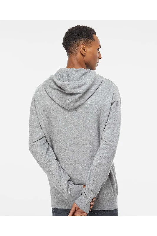 Independent Trading Co. Mens Full Zip Hooded Sweatshirt Hoodie - Heather Grey - NEW