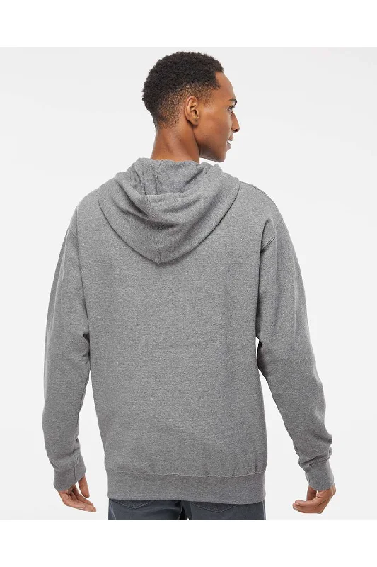 Independent Trading Co. Mens Full Zip Hooded Sweatshirt Hoodie - Heather Gunmetal Grey - NEW