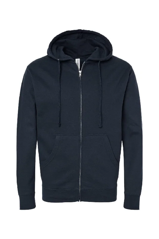 Independent Trading Co. Mens Full Zip Hooded Sweatshirt Hoodie - Navy Blue - NEW