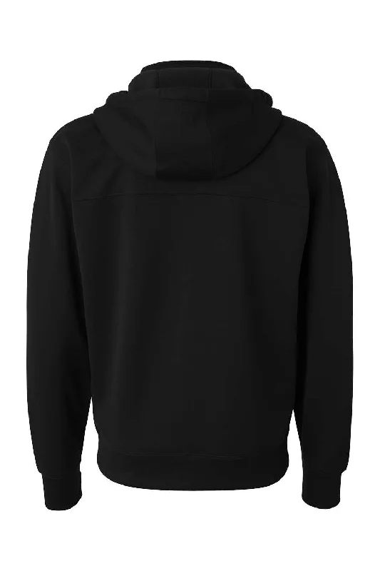 Independent Trading Co. Mens Poly Tech Pill Resistant Full Zip Hooded Sweatshirt Hoodie - Black - NEW