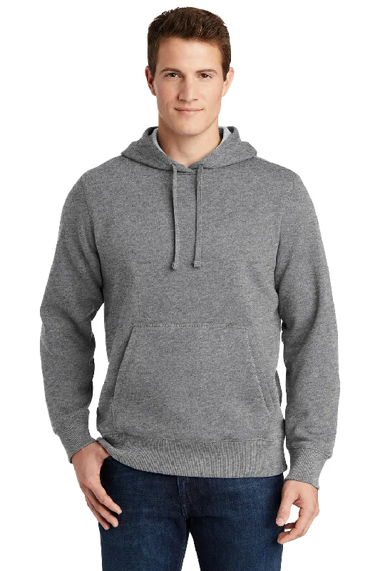 Sport-Tek Mens Shrink Resistant Fleece Hooded Sweatshirt Hoodie - Heather Vintage Grey