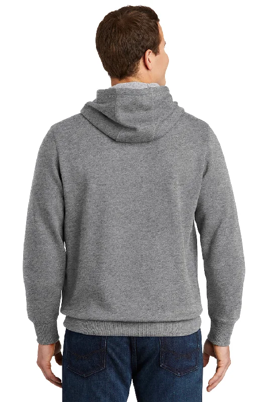 Sport-Tek Mens Shrink Resistant Fleece Hooded Sweatshirt Hoodie - Heather Vintage Grey