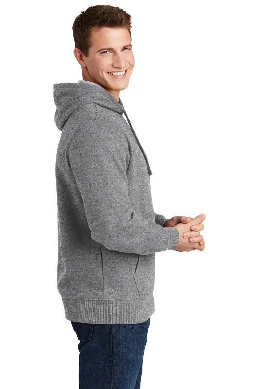 Sport-Tek Mens Shrink Resistant Fleece Hooded Sweatshirt Hoodie - Heather Vintage Grey