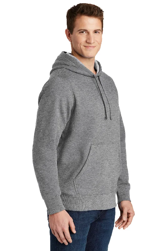 Sport-Tek Mens Shrink Resistant Fleece Hooded Sweatshirt Hoodie - Heather Vintage Grey