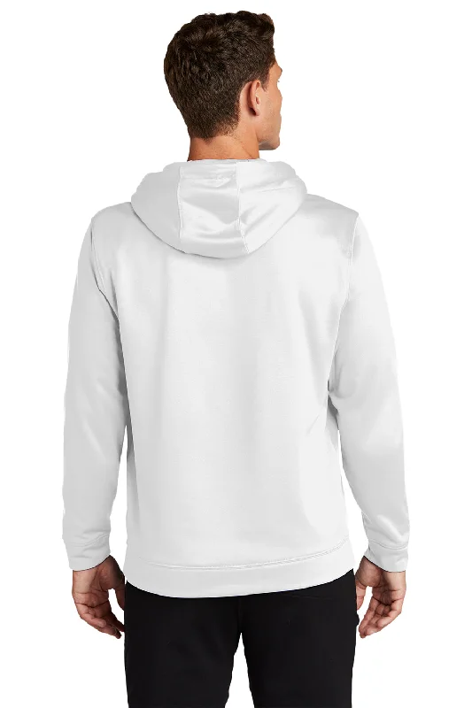 Sport-Tek Mens Sport-Wick Moisture Wicking Fleece Hooded Sweatshirt Hoodie - White