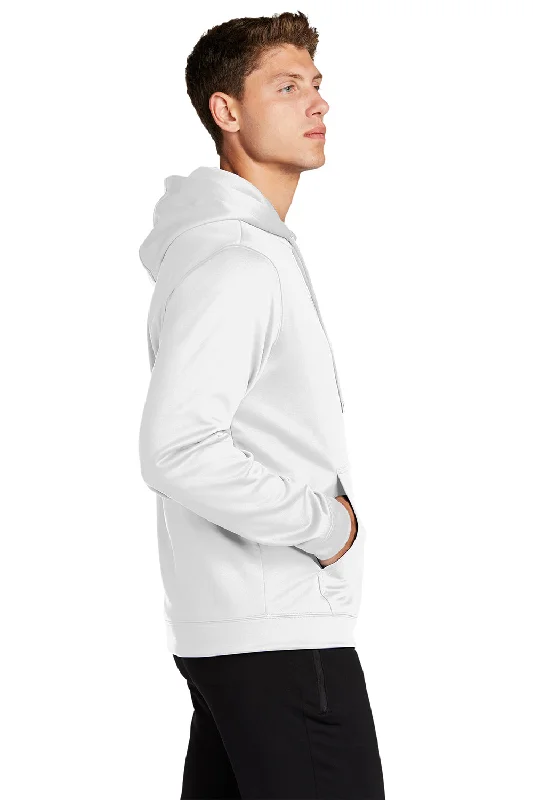 Sport-Tek Mens Sport-Wick Moisture Wicking Fleece Hooded Sweatshirt Hoodie - White