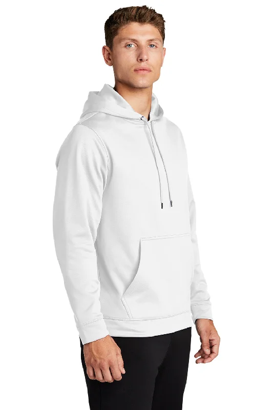 Sport-Tek Mens Sport-Wick Moisture Wicking Fleece Hooded Sweatshirt Hoodie - White