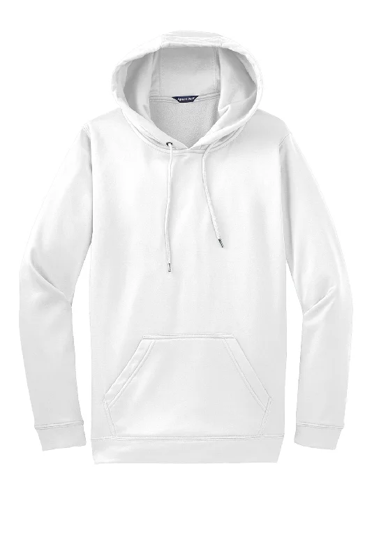 Sport-Tek Mens Sport-Wick Moisture Wicking Fleece Hooded Sweatshirt Hoodie - White