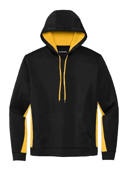 Sport-Tek Mens Sport-Wick Moisture Wicking Fleece Hooded Sweatshirt Hoodie - Black/Gold