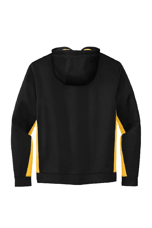 Sport-Tek Mens Sport-Wick Moisture Wicking Fleece Hooded Sweatshirt Hoodie - Black/Gold