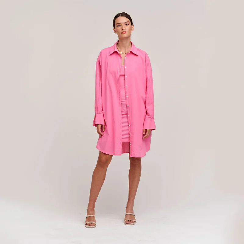 Addison Cotton Poplin Shirt Dress (Candy)