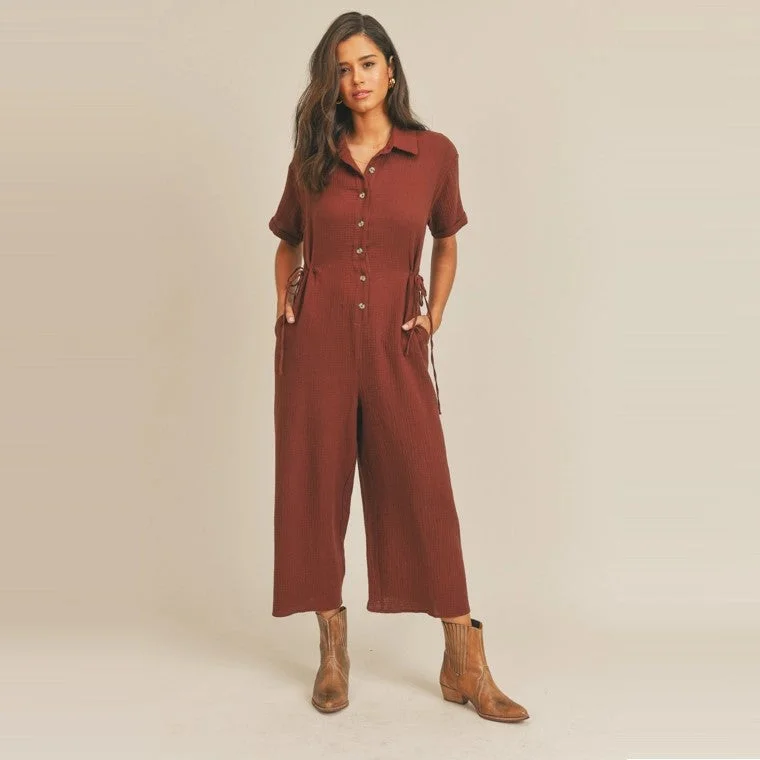 Button Front Jumpsuit (Espresso)